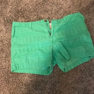 Green eyelet shorts